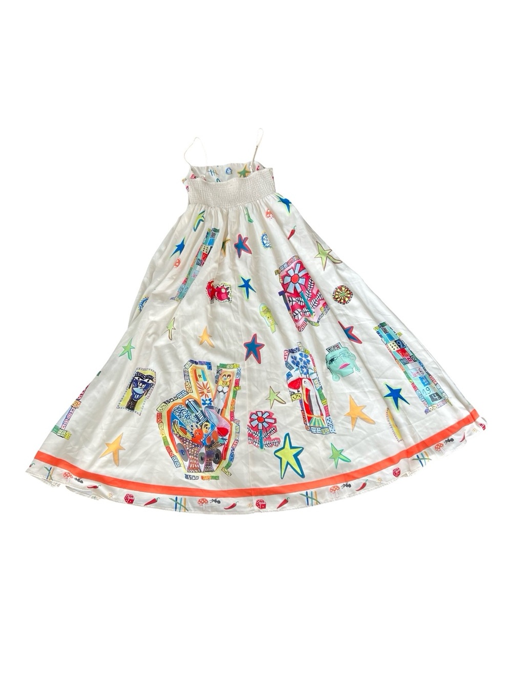 Commense Whimsical Art Print Dress Size Medium Colorful Cottagecore Sundres - Picture 3 of 4